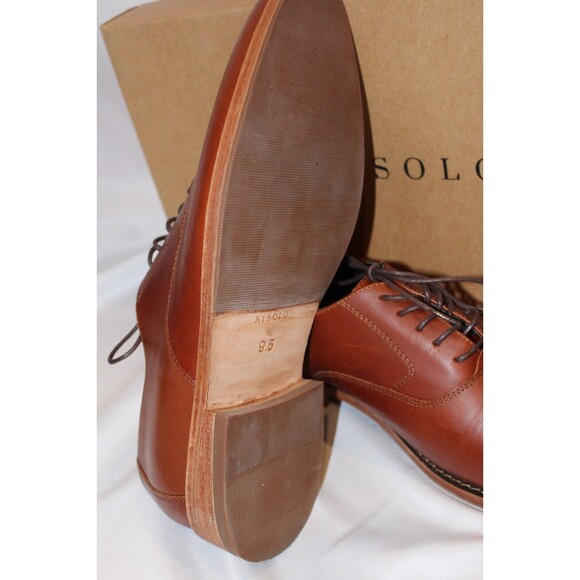 NISOLO MEN\'S EVERYDAY OXFORD LEATHER DRESS SHOES BRANDY NIB $188 main image 4
